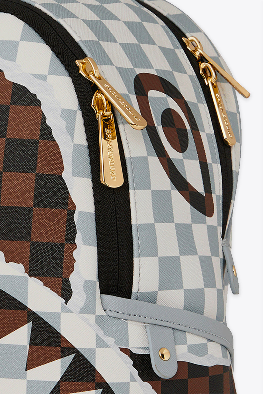 alt-image__Zaino-piccolo-in-pvc-a-scacchi-marrone-e-nero-con-bocca-shark---Cream-Brown-Tear-Check-Savage-Backpack