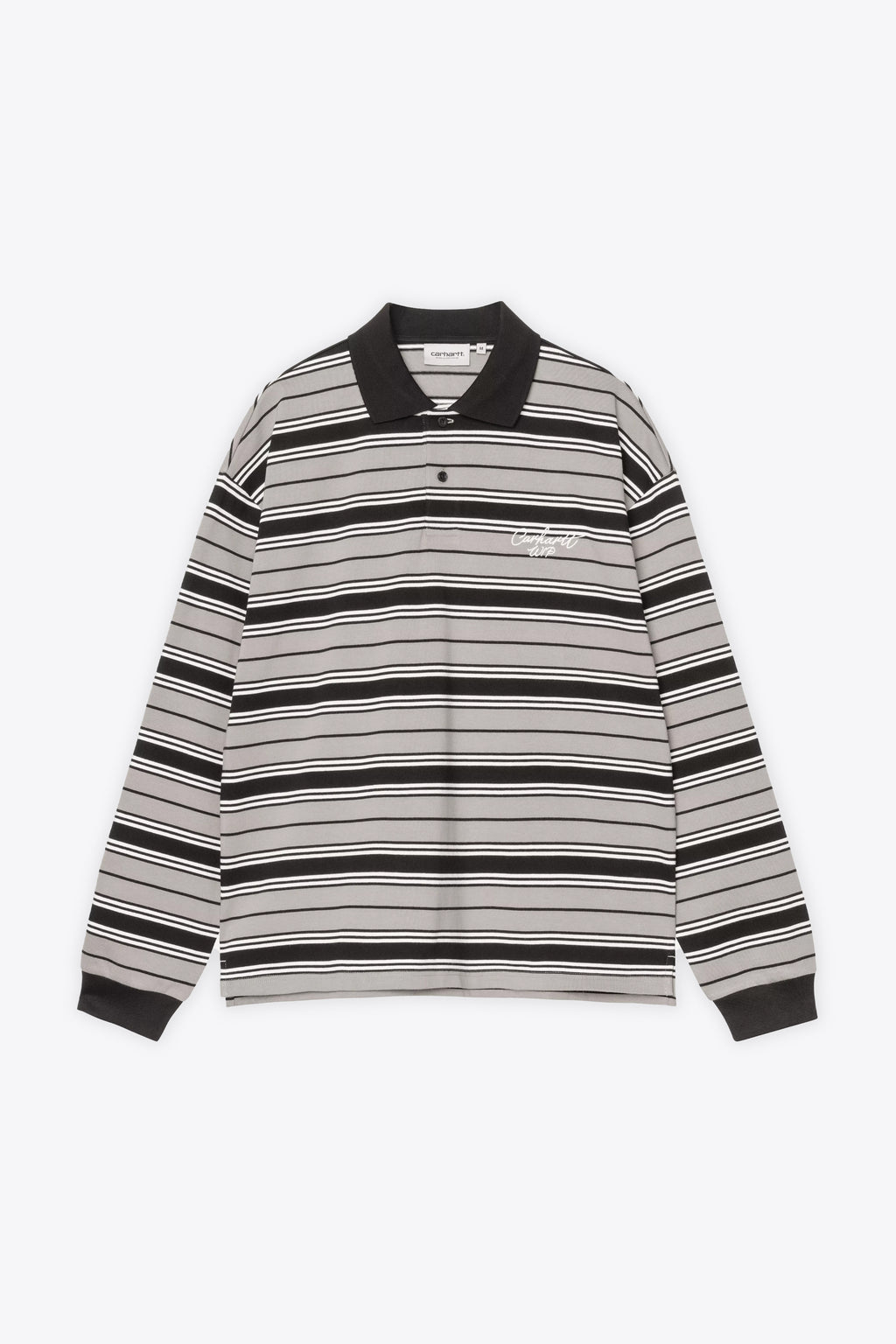 alt-image__Polo-in-cotone-a-righe-grigie-e-nere-con-mancihe-lunghe---L/S-Devitt-Rugby-Shirt