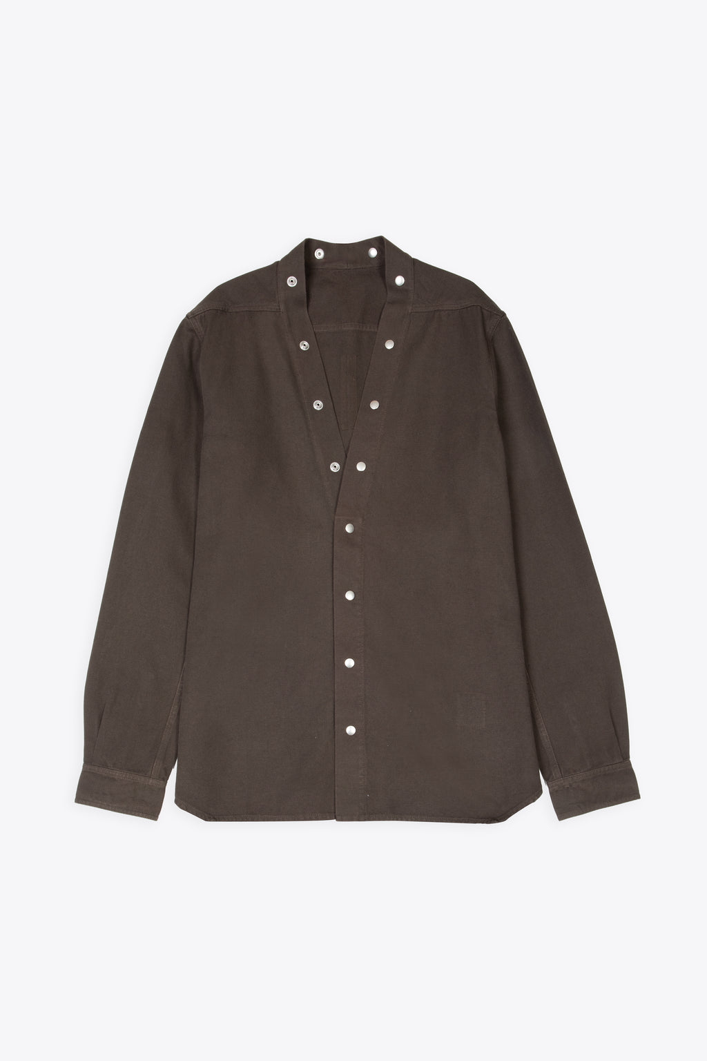 alt-image__Camicia-in-canvas-marrone-con-scollo-a-V-e-bottoni-automatici-in-metallo---Larry-Shirt