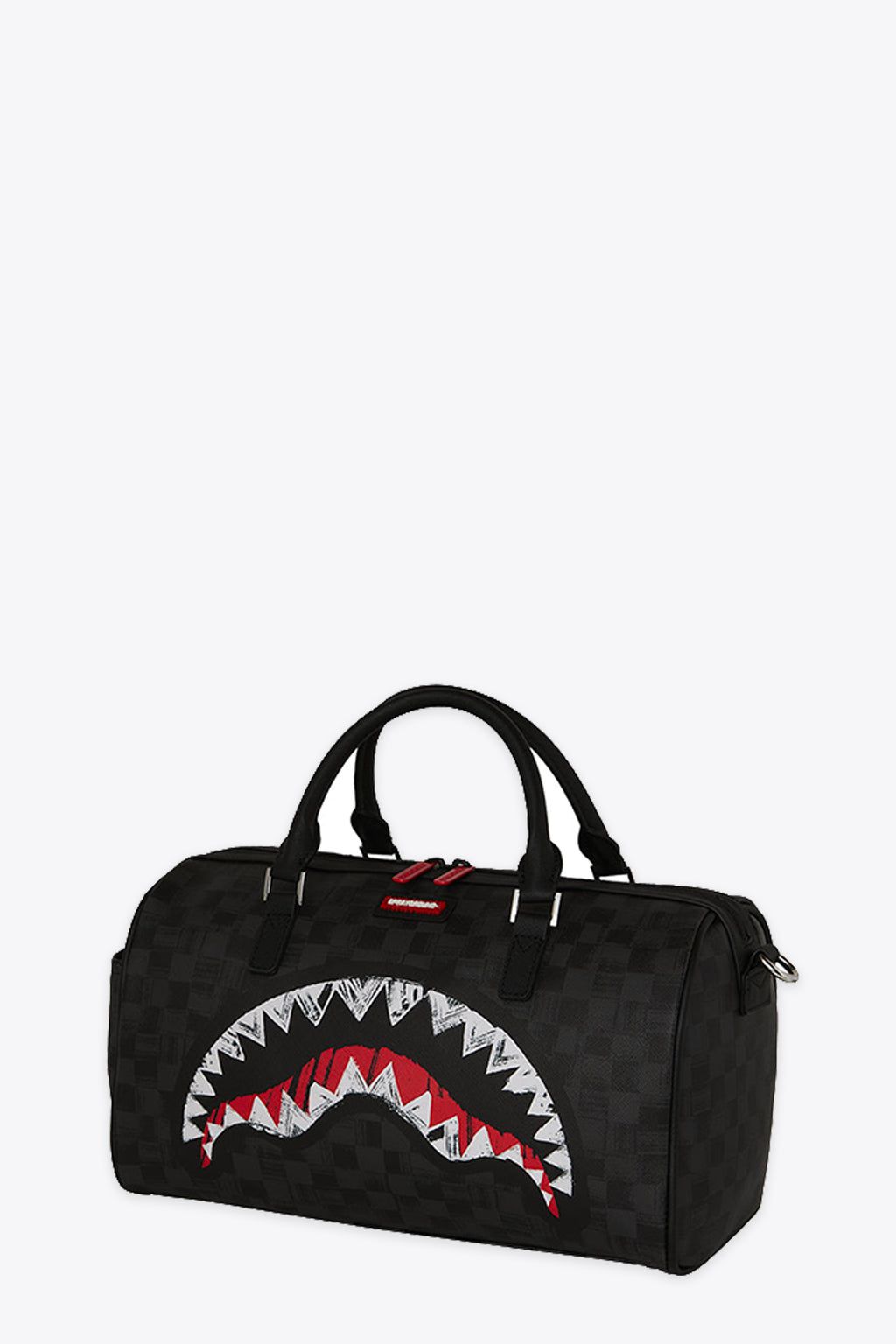 alt-image__Bauletto-in-pvc-nero-a-scacchi-con-bocca-shark---Scribble-Shark-Mini-Duffle