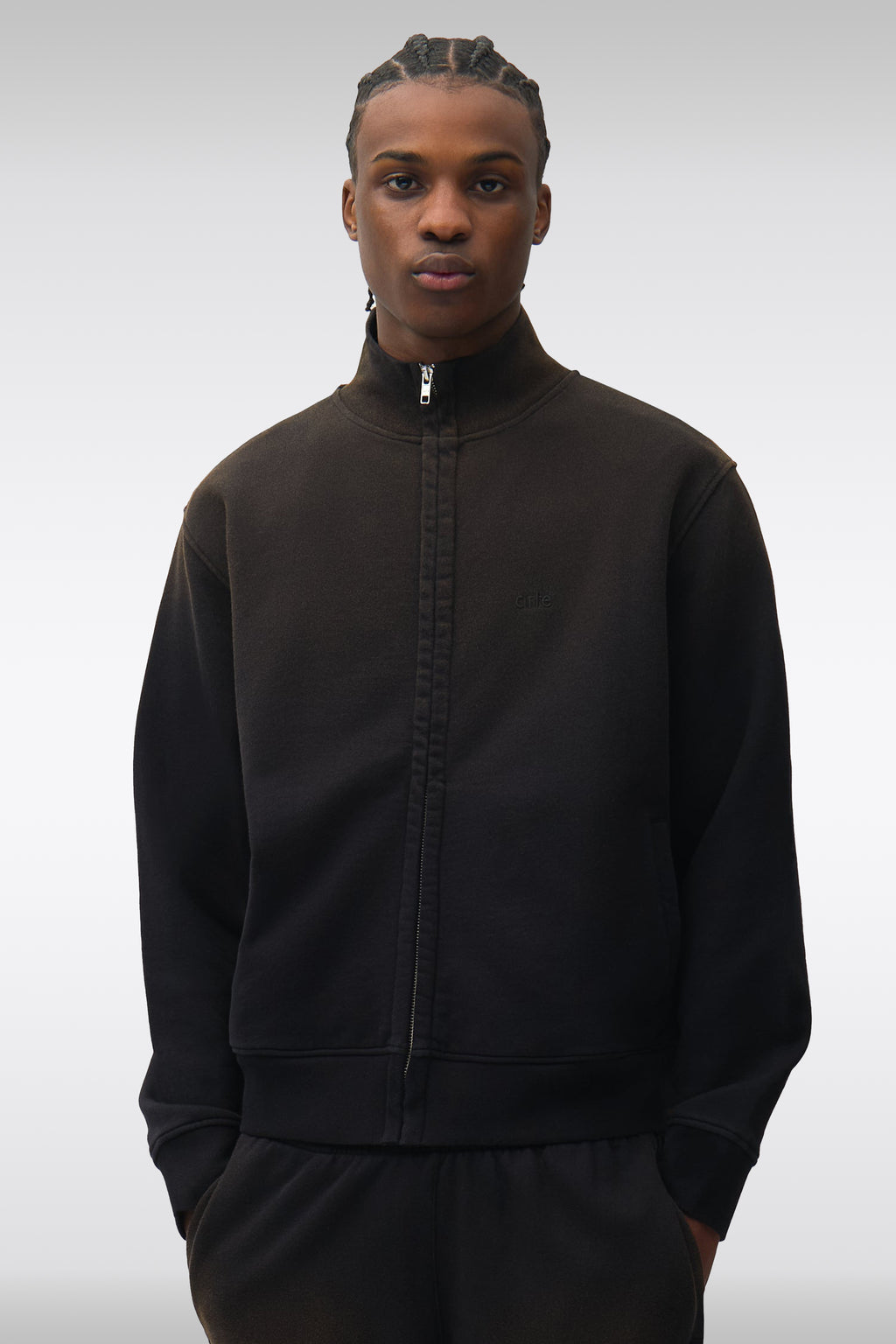 alt-image__Felpa-nera-scolorita-in-cotone-con-zip---Sunfade-Uniform-Track-Jacket