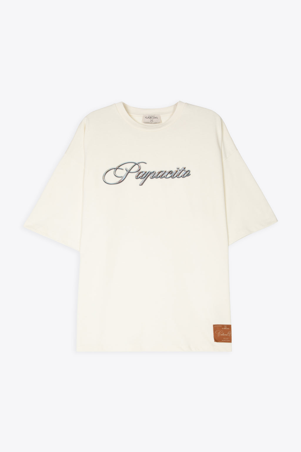 alt-image__T-shirt-in-cotone-panna-con-testo-grafico---Papacito-T-shirt