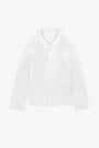 White poplin cotton shirt with long sleeves and raw edges 
