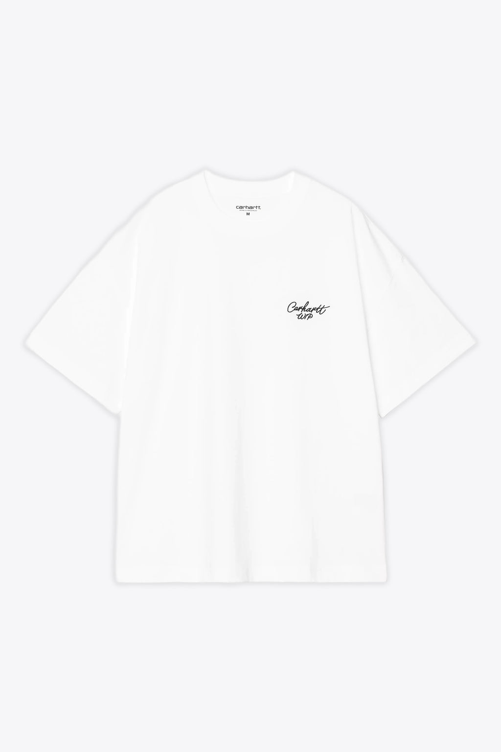 alt-image__T-shirt-bianca-boxy-fit-con-logo-ricamato-al-petto---S/S-Signature-Script-T-Shirt
