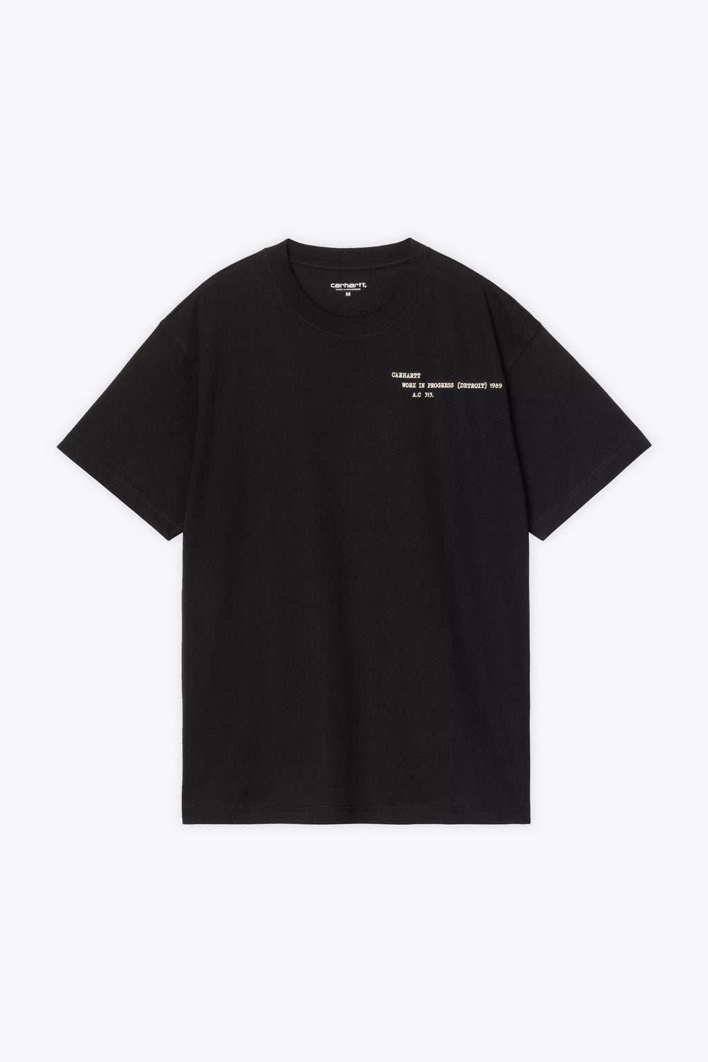 alt-image__T-shirt-nera-in-cotone-con-stampa-grafica-al-petto-e-sul-retro---S/S-Punched-T-Shirt