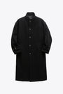 Cappotto nero lungo in lana e cashmere - 
Cashmere Blend High-Neck Coat 