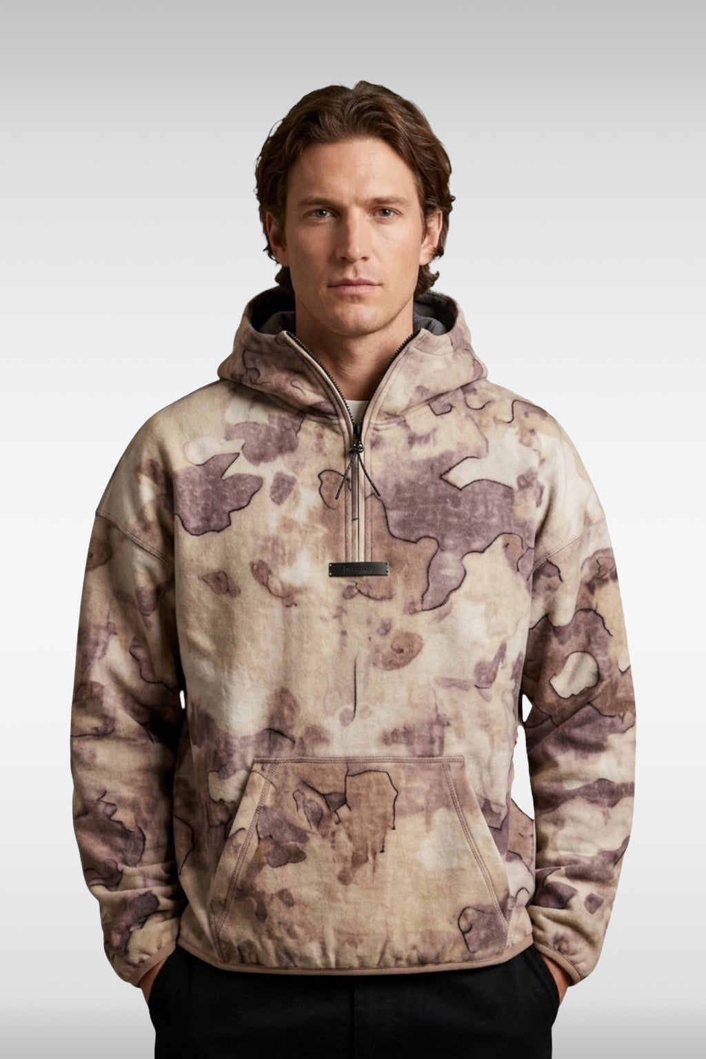 alt-image__Felpa-in-cotone-camouflage-beige-con-cappuccio-e-zip-al-collo---Shuttle-Hoodie