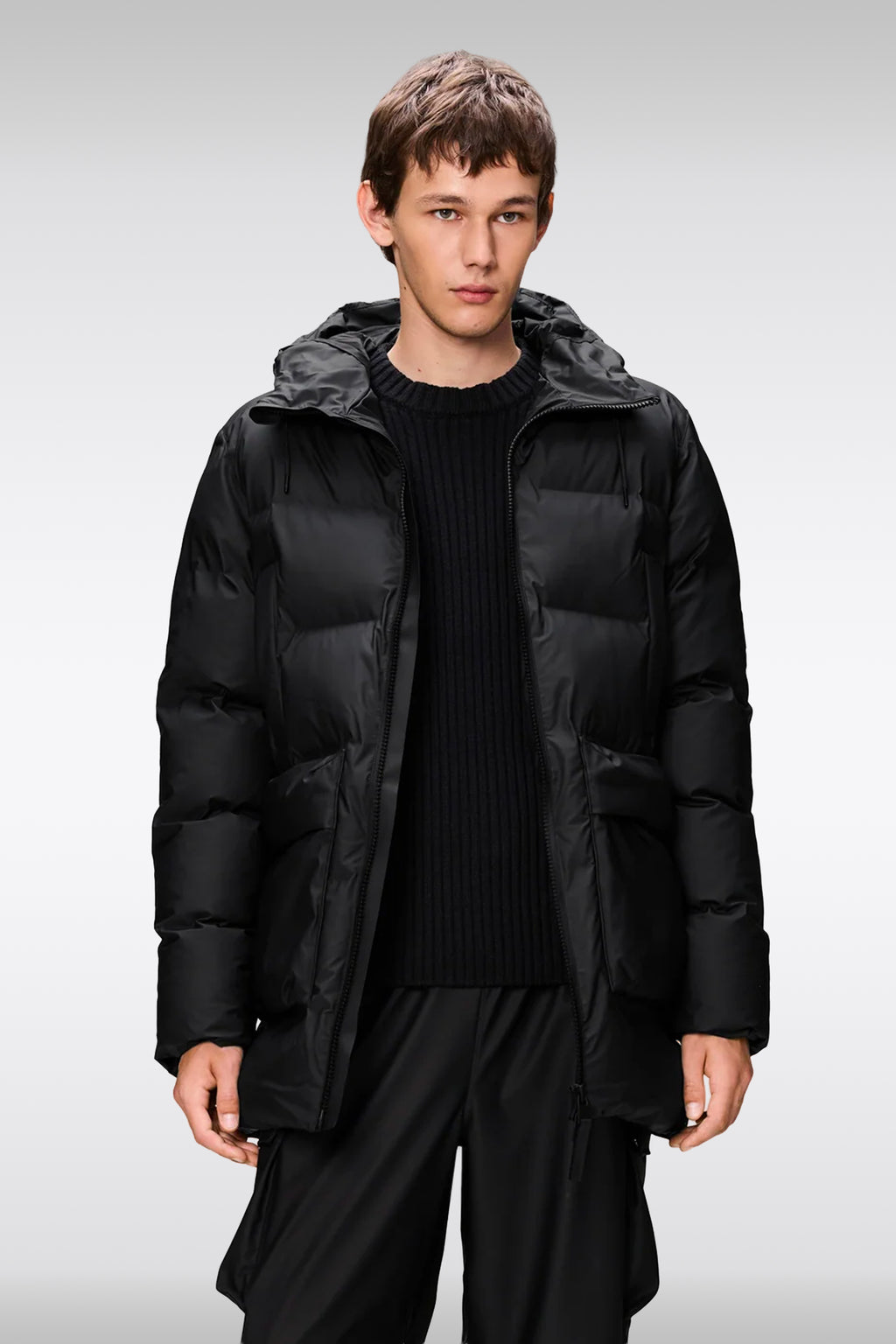 alt-image__Black-waterproof-hooded-puffer-jacket---Alta-Long-Puffer-Cargo-Jacket