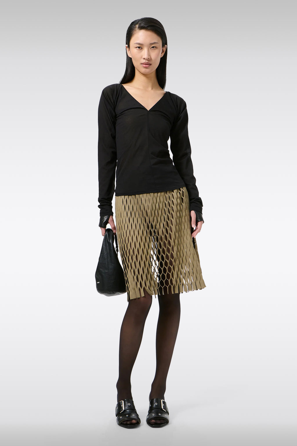 alt-image__Top-in-jersey-stretch-nero-con-scollo-a-V-fronte/retro-e-maniche-lunghe---Cheer-V-Neck