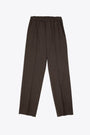 Brown wool blend relaxed pant with elastic waistband 