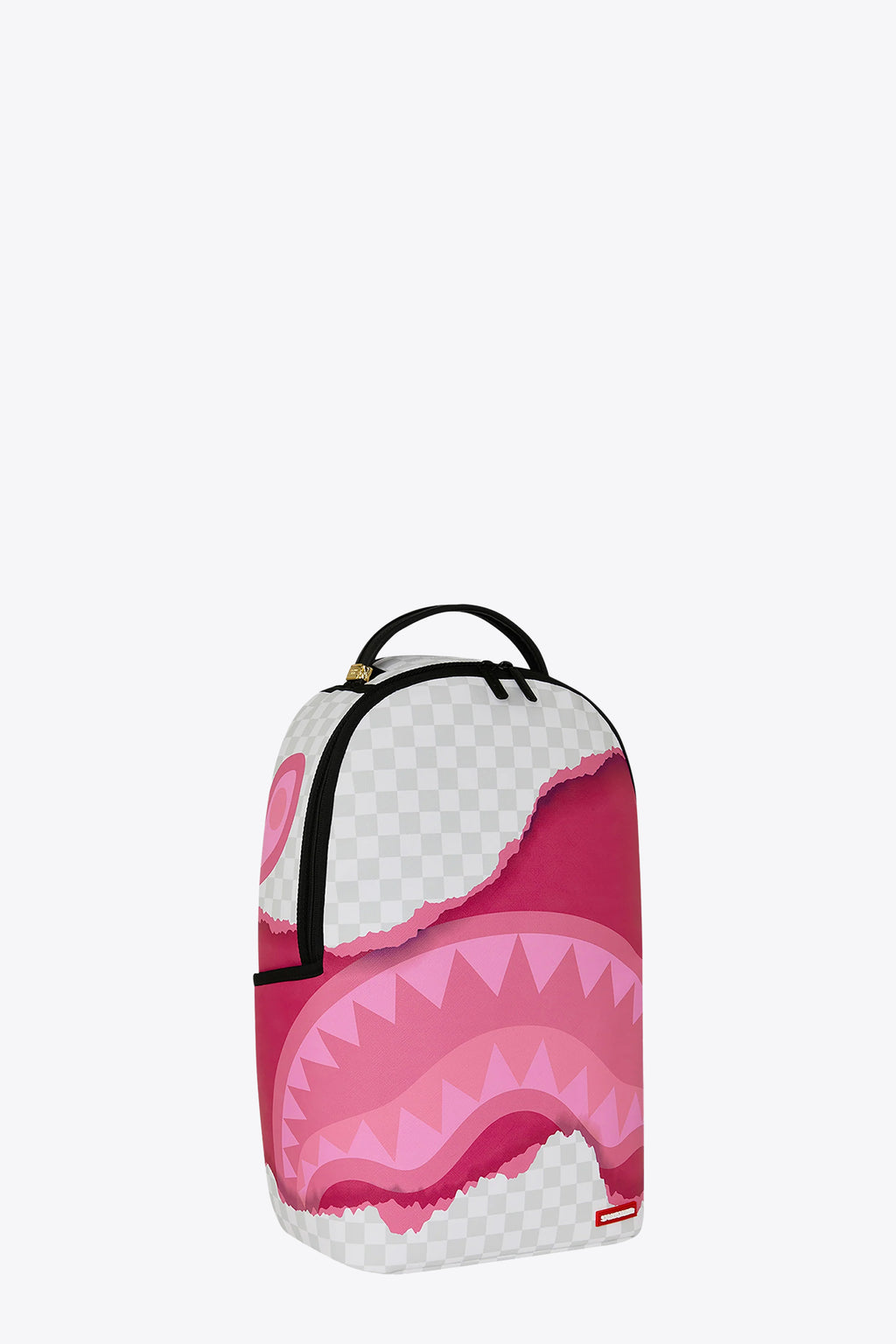 alt-image__White-and-grey-check-pvc-backpack-with-pink-torn-detail----3D-Check-Backpack