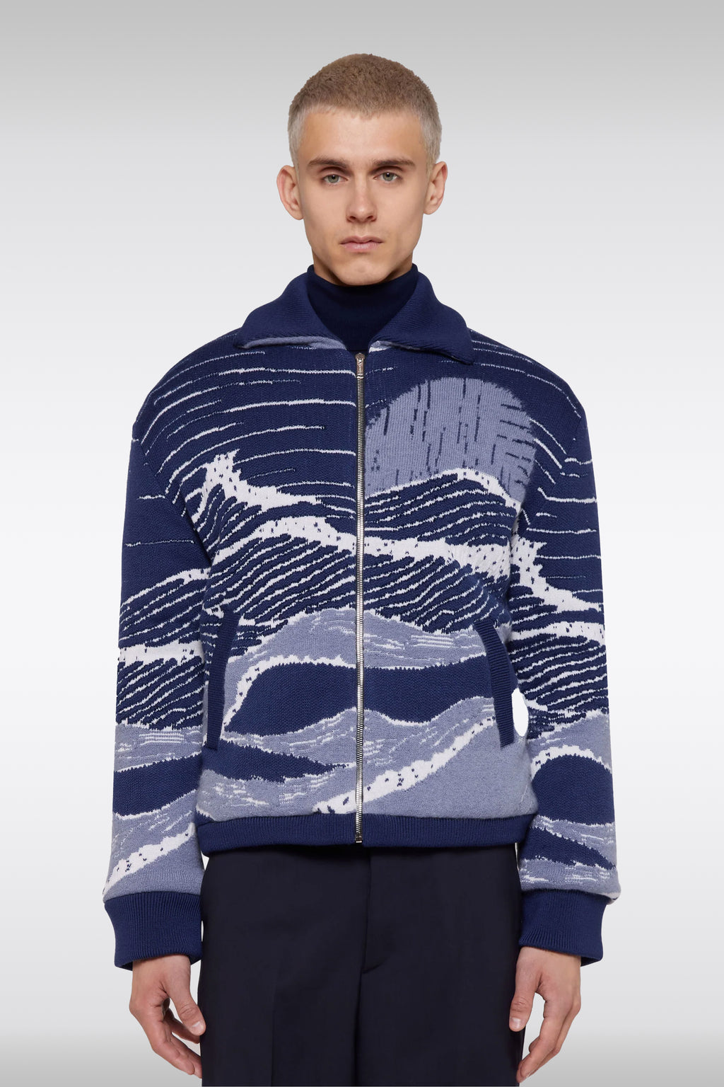 alt-image__Bomber-blu-in-maglia-jacquard-con-motivo-a-onde---Zip-Jacket-Boxy-Fit-In-Jacquard