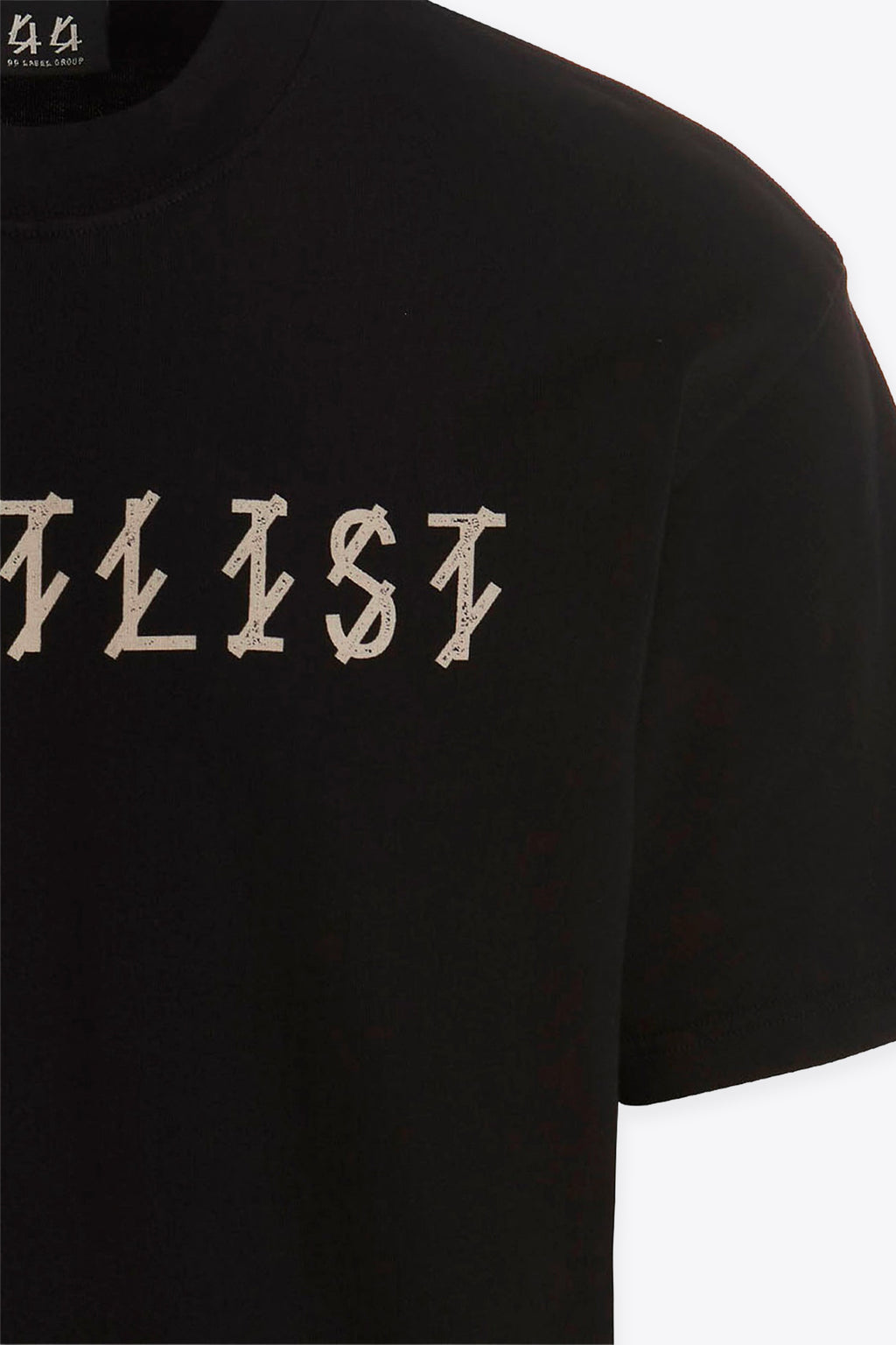 alt-image__T-shirt-nera-in-cotone-con-stampa-frontale-e-logo-sul-retro---Guestlist-Tee