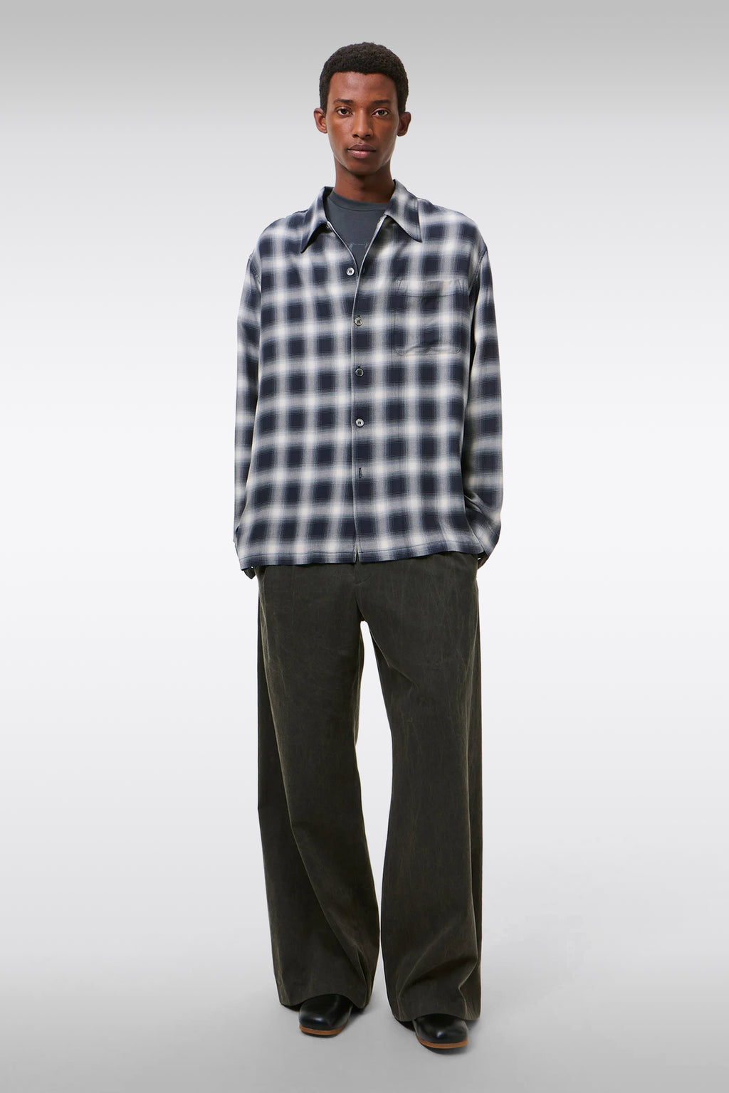 alt-image__Navy-blue-and-white-check-viscose-shirt-with-long-sleeves---Every-Shirt