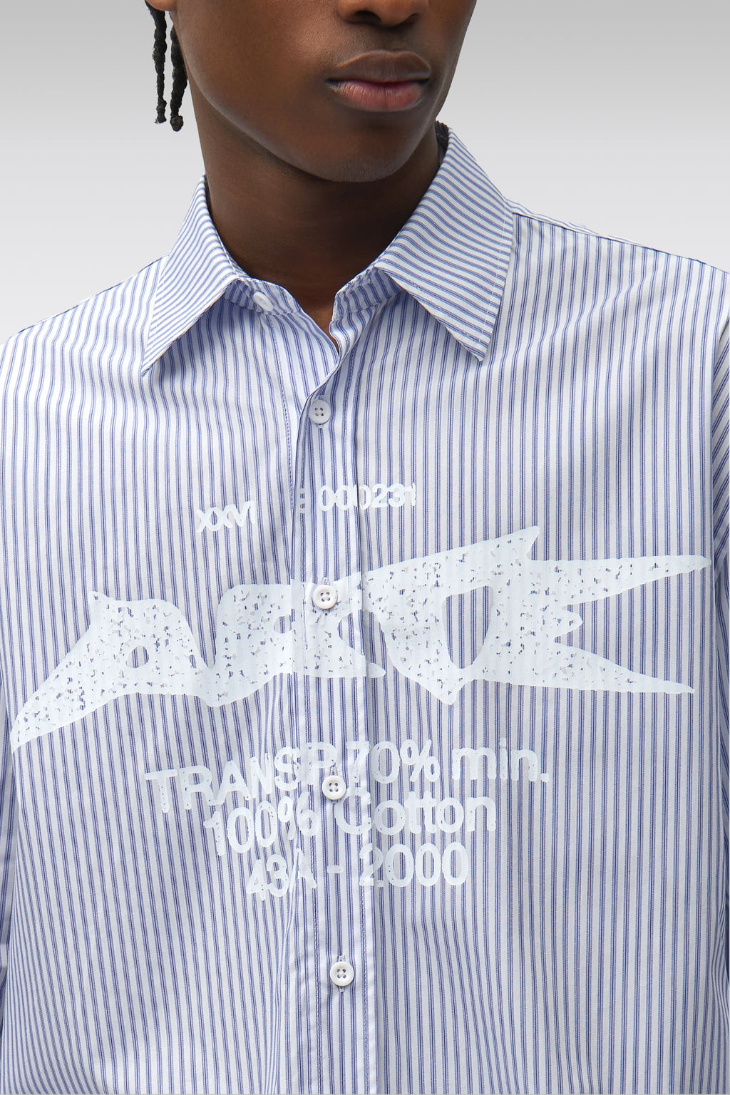 alt-image__White-and-light-blue-striped-shirt-with-front-graphic-logo-print---Composition-Gallery-Shirt