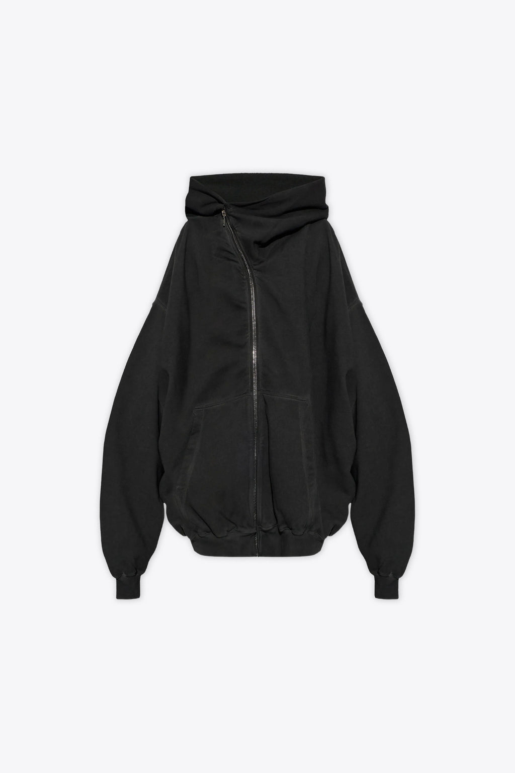 alt-image__Felpa-oversize-nera-slavata-in-cotone-con-zip-cappuccio---Mountain-Hun-Hoodie