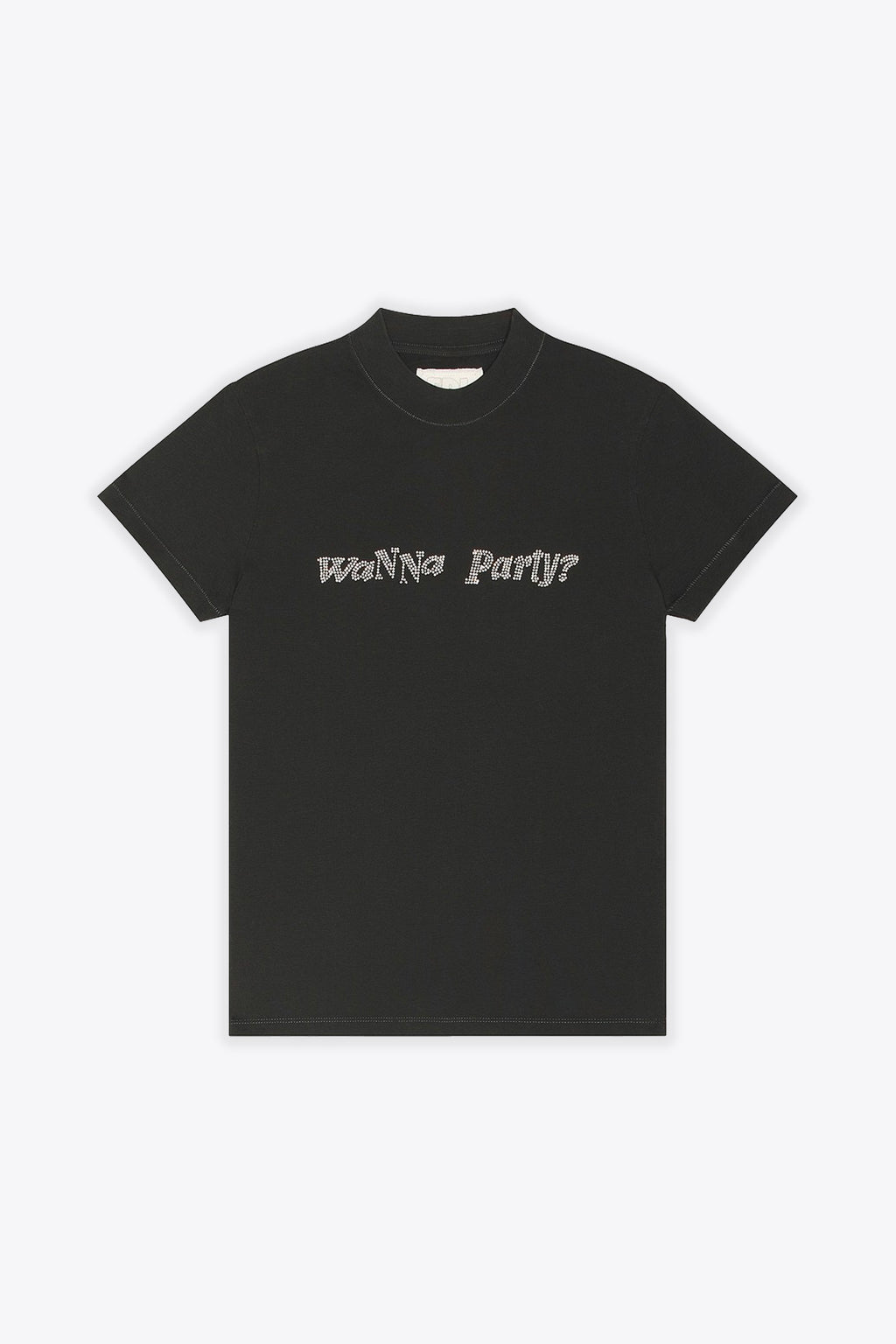 alt-image__T-shirt-nera-in-cotone-con-dettaglio-in-strass---Unisex-Wanna-Party-T-shirt-Knit