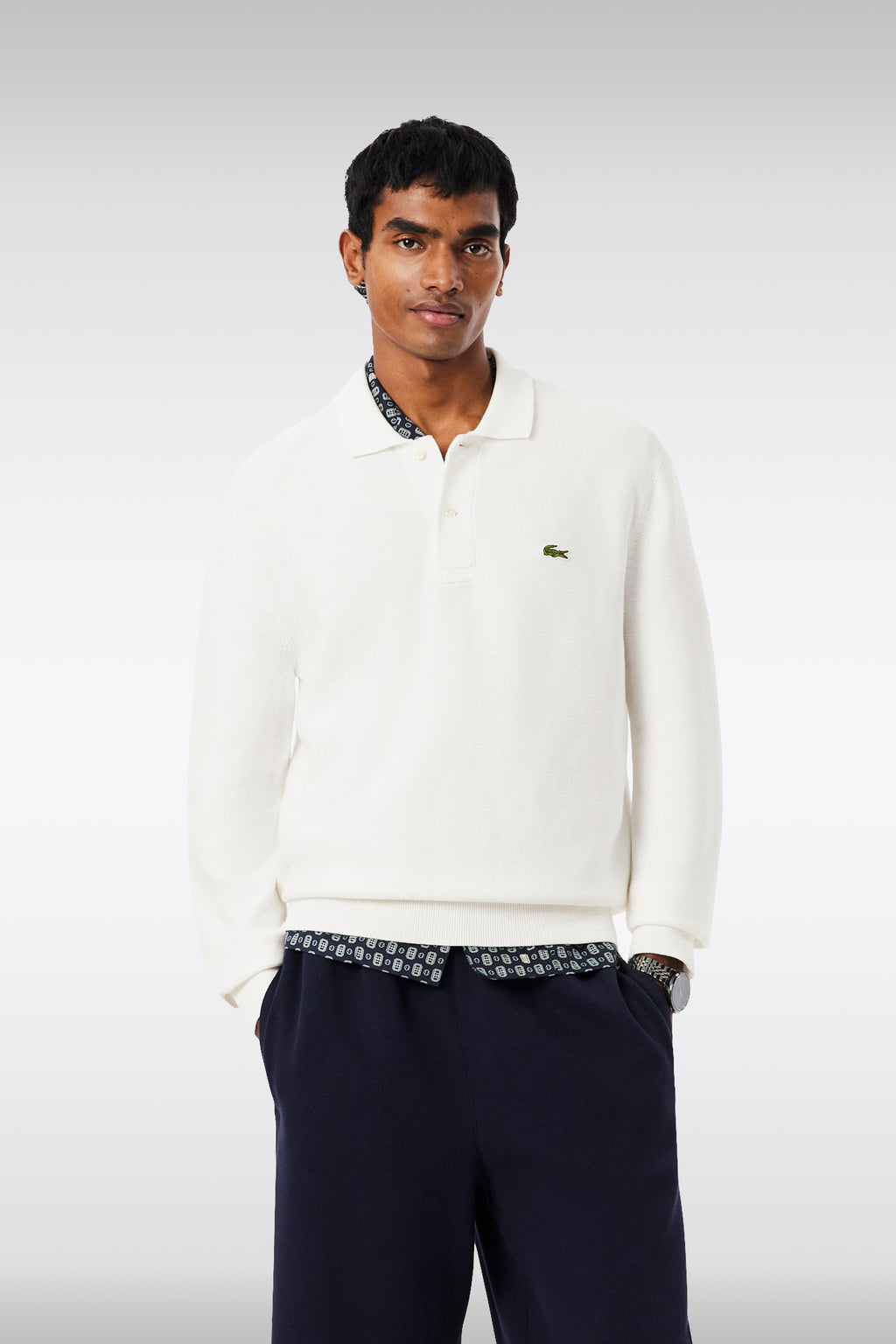 alt-image__Polo-in-maglia-di-cotone-panna-con-maniche-lunghe