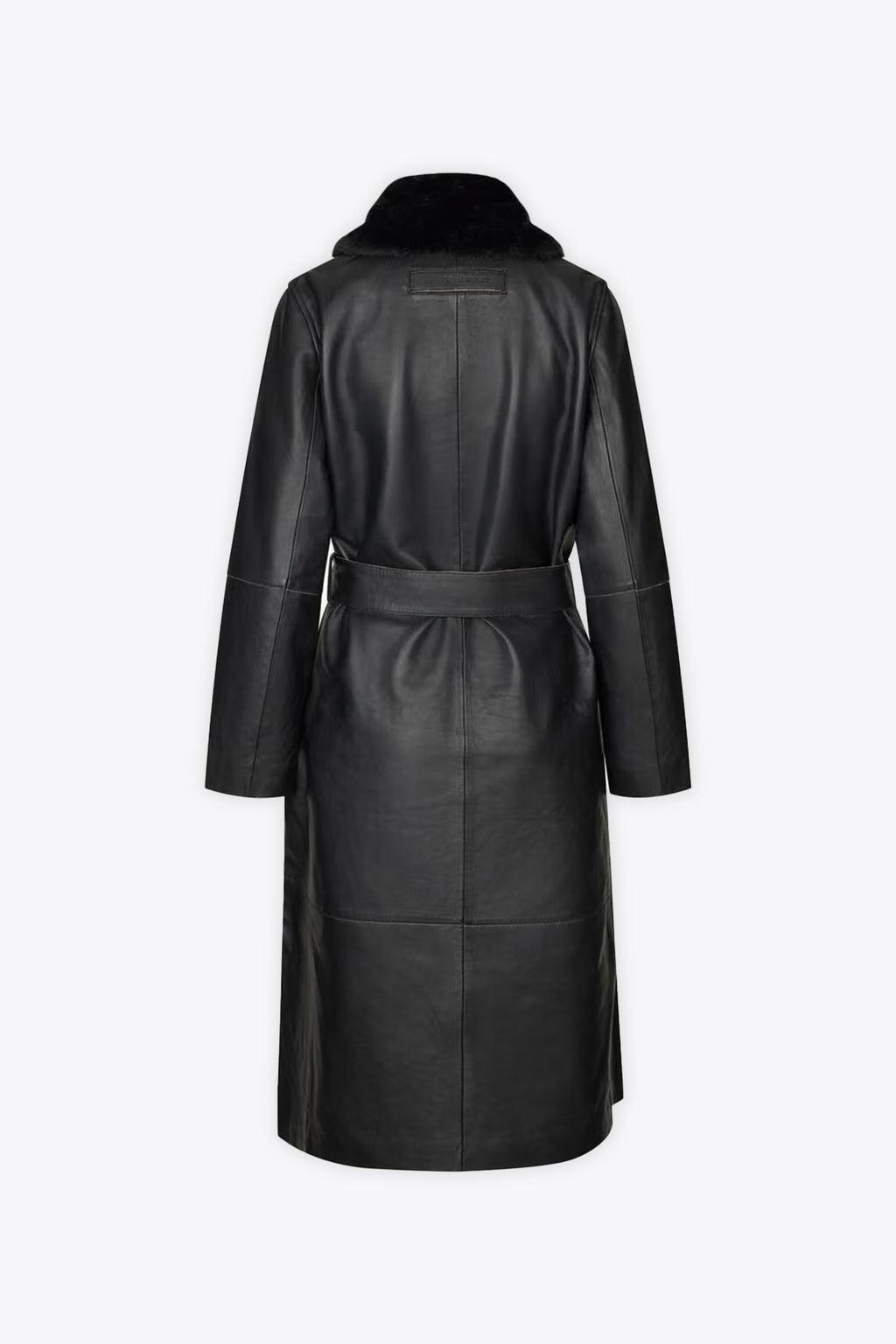 alt-image__Trench-nero-in-pelle-con-collo-in-pelliccia-ecologica-e-cintura---Sajuniper-Shearlin-Coat