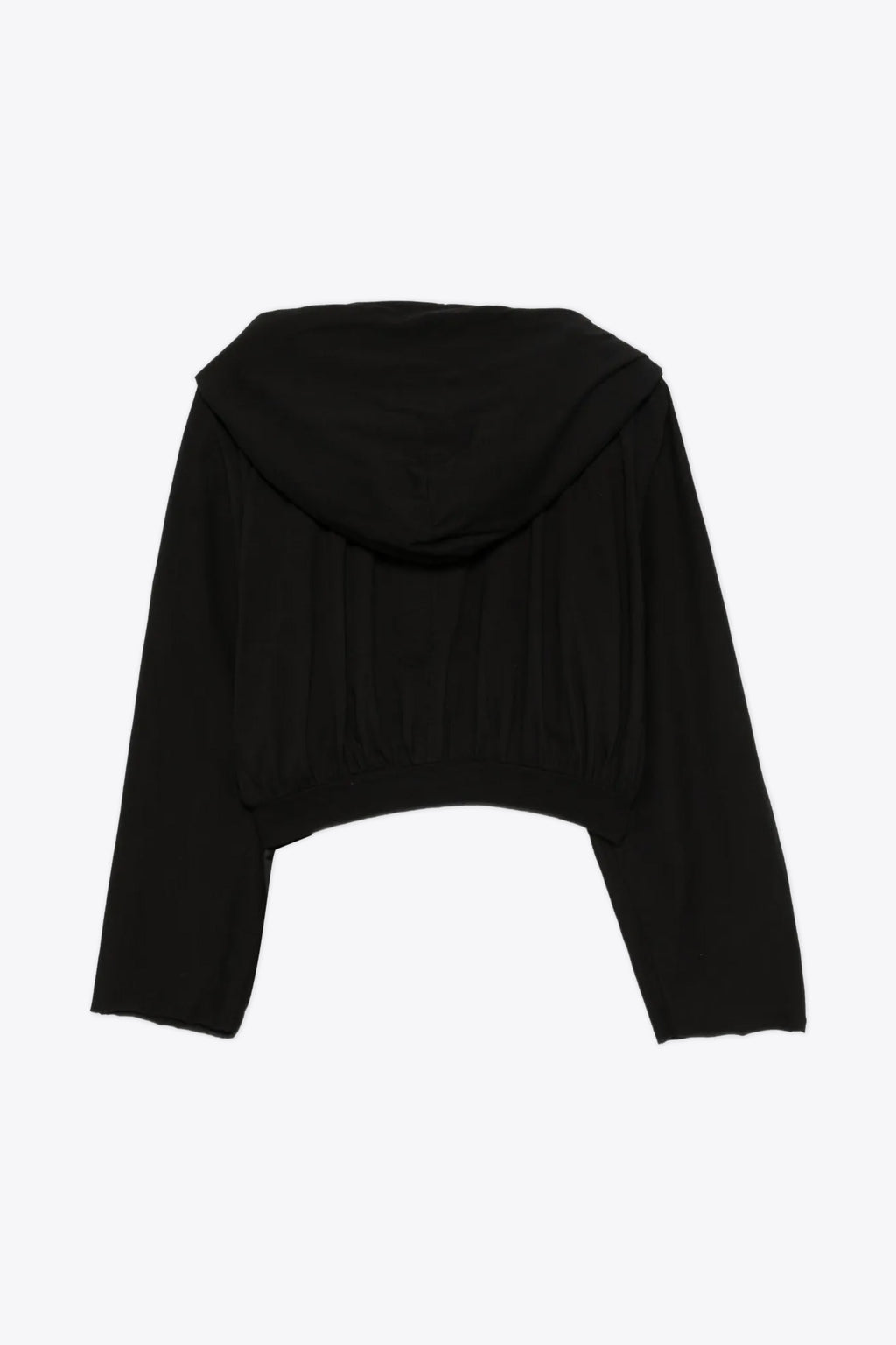 alt-image__Crop-top-nero-in-cotone-con-maniche-lunghe-e-cappuccio---Cropped-Hooded-Top