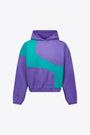 Felpa con cappuccio in cotone viola e verde con lavorazione swirl - Unisex Wave Hoodie Knit 