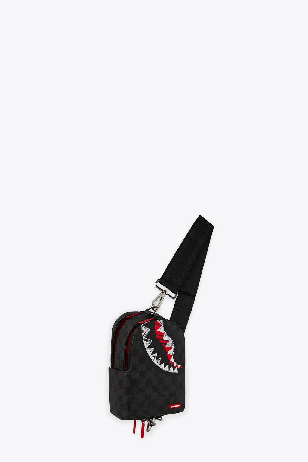 alt-image__Borsello-nero-in-pvc-a-scacchi-con-tracolla---Scribble-Backpack-Sling