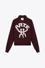 Cardigan in cotone bordeaux con ricamo grafico frontale - All Together Cardigan 