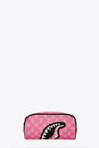 Astuccio in pvc a scacchi rosa con bocca shark - Pink and Black Drip Check Pouch 