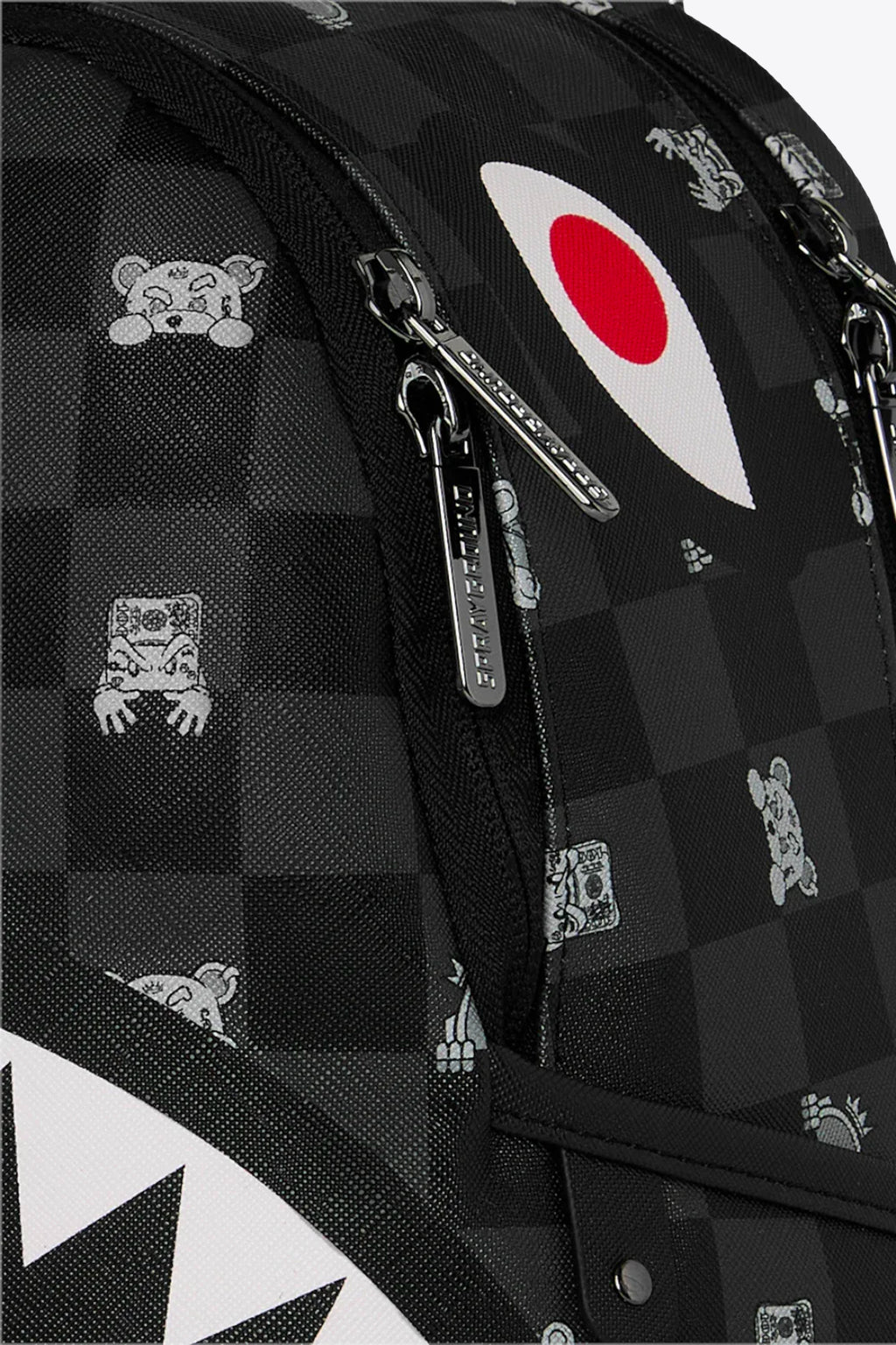 alt-image__Zaino-piccolo-in-pvc-a-scacchi-nero-con-stampa-decorativa---Peeking-Charcter-Check-Savage-Backpack