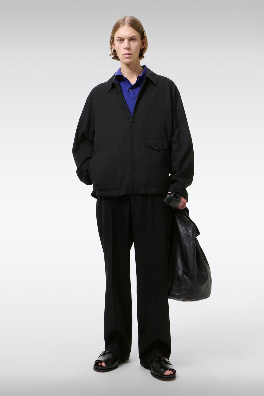 alt-image__Bomber-nero-in-frescolana-con-zip---Evolved-Jacket