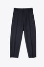 Pantalone in lana herringbone blu navy con gamba ampia 