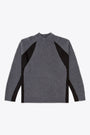 Pullover grigio in lana d'alpaca a coste con inserti neri - K Lollo Tn 