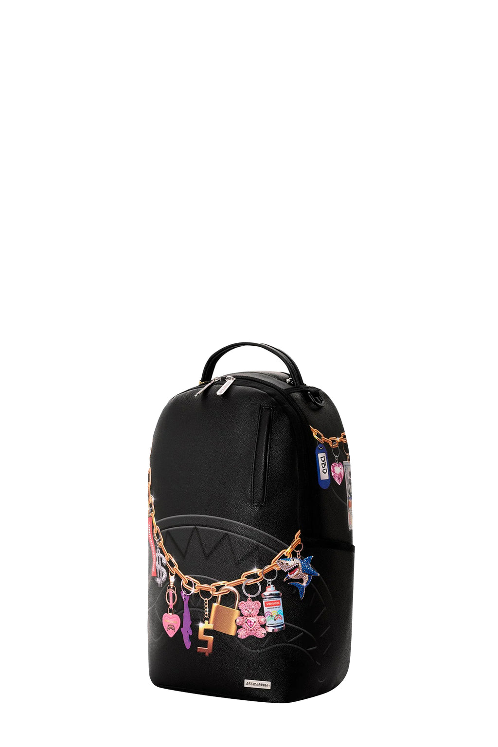 alt-image__Zaino-in-pvc-nero-con-pendenti-multicolor-stampati---Printed-Hanging-Stuff-Backpack