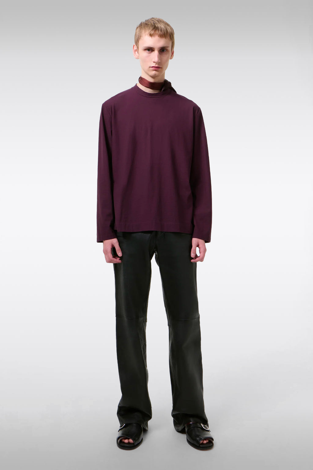 alt-image__T-shirt-in-cotone-color-prugna-con-maniche-lunghe---Box-Longsleeve