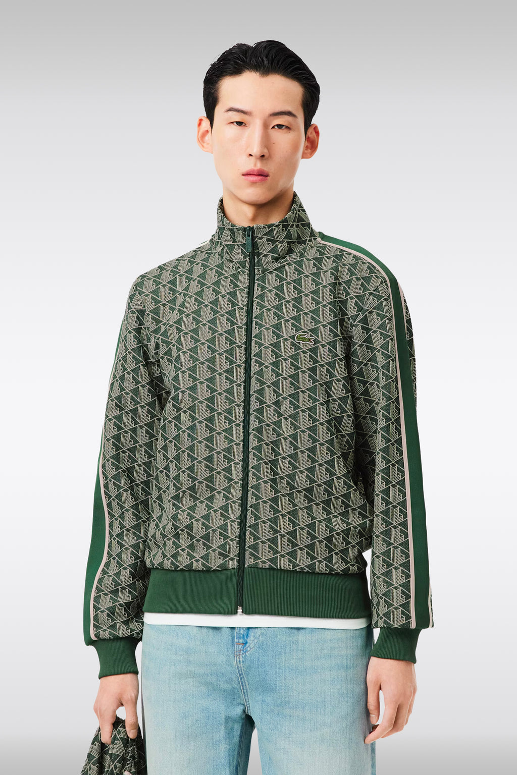 alt-image__Felpa-verde-con-zip-e-motivo-jacquard-monogram