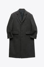 Cappotto grigio scuro mono-petto in alpaca - 
Alpaca Long Single 3-Button Coat 