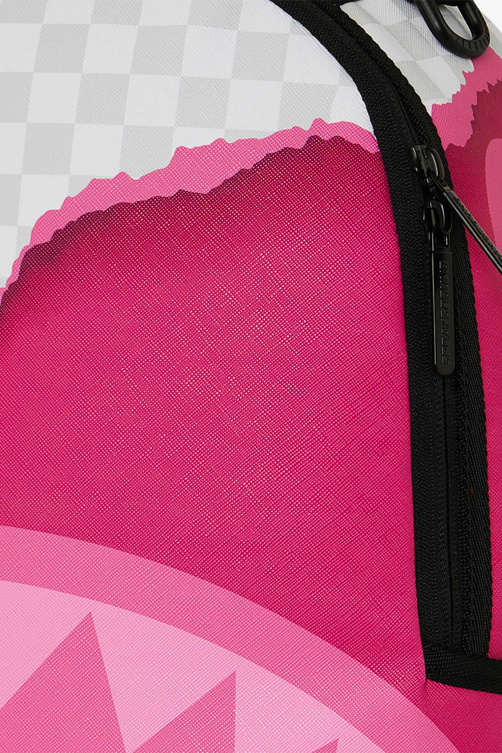 alt-image__White-and-grey-check-pvc-backpack-with-pink-torn-detail----3D-Check-Backpack