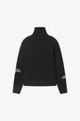 Black wool turtleneck sweater with roses intarsia - Frannie  