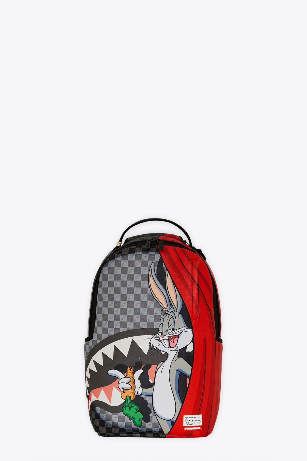 alt-image__Zaino-in-pvc-a-scacchi-nero-e-grigio-con-Bugs-Bunny---Bugs-Curtain-Reveal-Dlxvs-Backpack