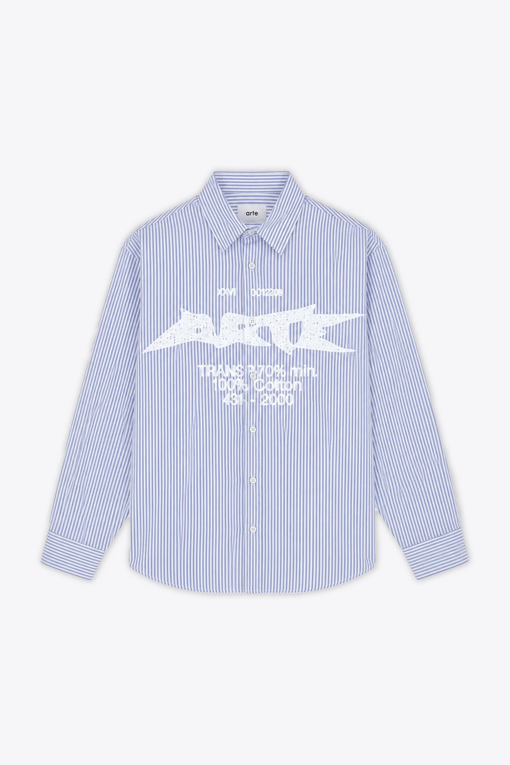 alt-image__White-and-light-blue-striped-shirt-with-front-graphic-logo-print---Composition-Gallery-Shirt