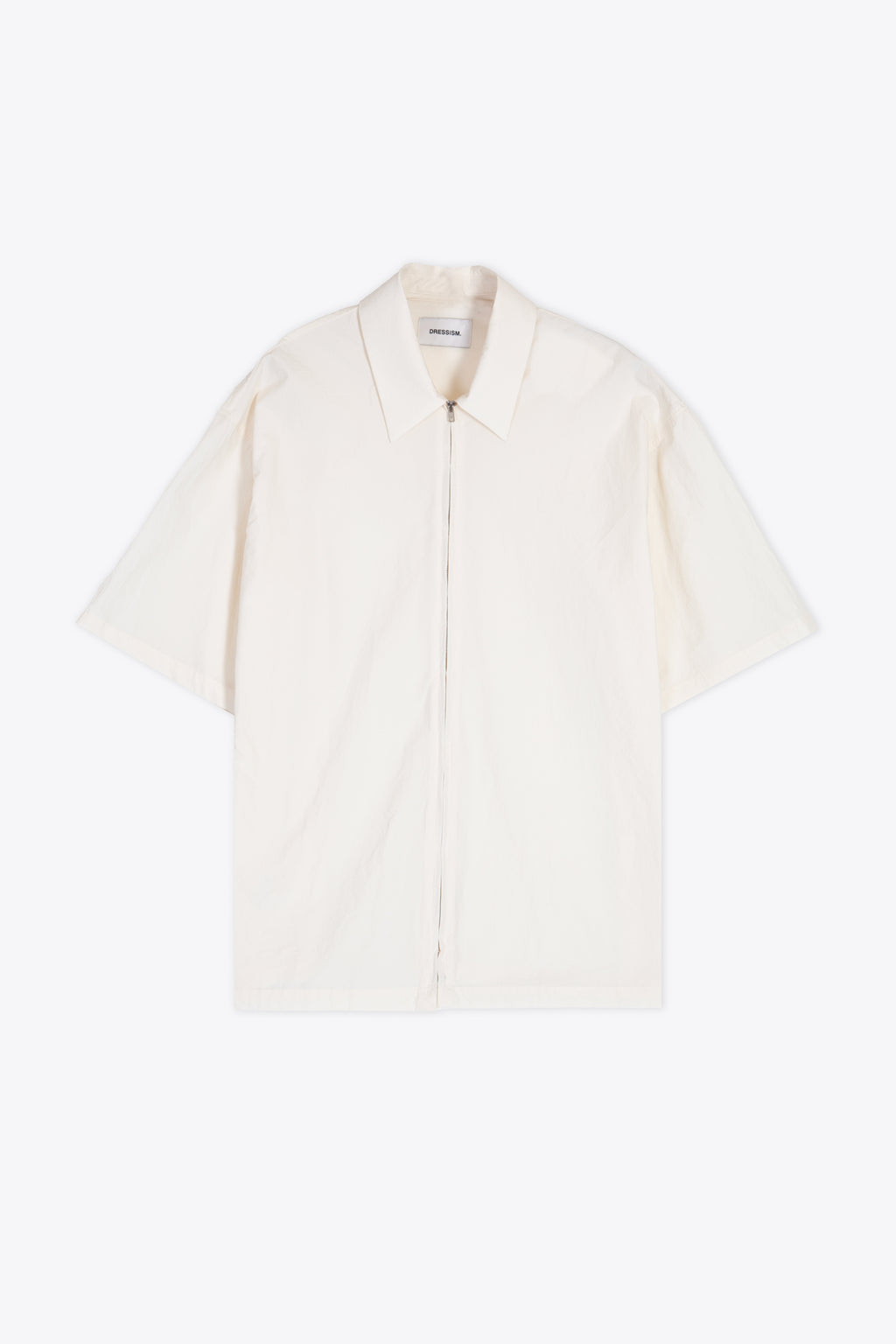 alt-image__Camicia-in-popeline-panna-con-zip-e-maniche-corte