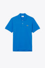 Royal blue ultra-light piquè cotton polo shirt with short sleeves 