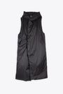 Cappotto smanicato nero in nylon imbottito con cappuccio - Hooded Liner 