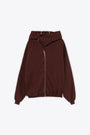 Burgundy cotton oversized hoodie with asymmetrical zip fastening - Megamountain  