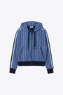 Felpa con motivo jacquard monogram blu con zip 