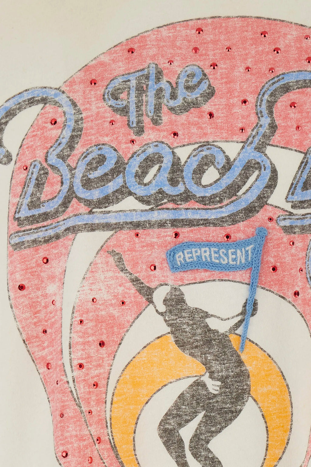 alt-image__T-shirt-in-cotone-panna-con-stampa-grafica-e-dettaglio-con-strass---Beach-Boys-X-Represent-Tour-T-shirt