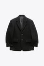 WOOL TWILL OVERSIZED SINGLE JACKET-Nero 