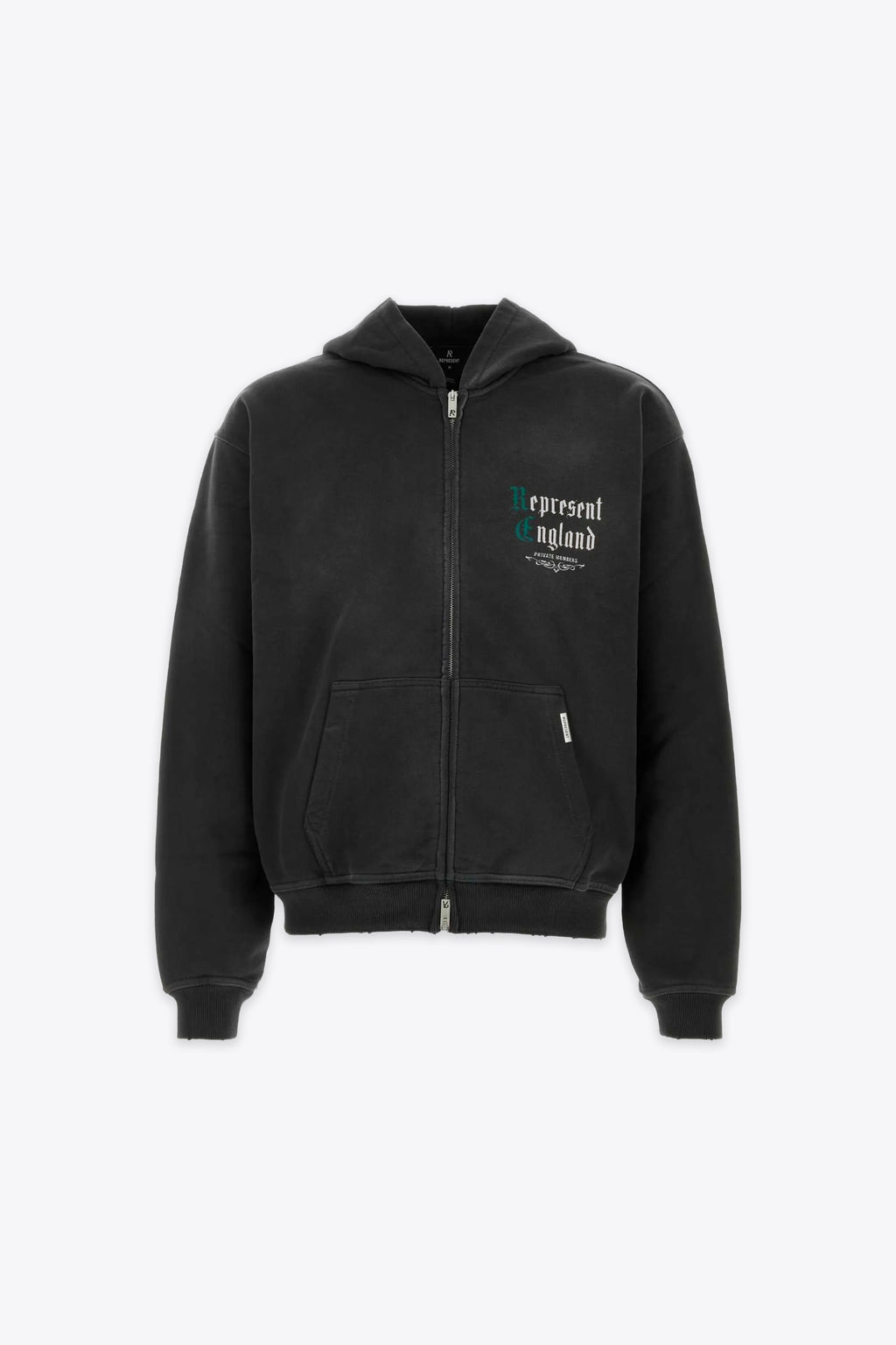 alt-image__Felpa-nera-in-cotone-lavato-con-zip-e-logo-al-petto-e-sul-retro---Private-Members-Zip-Through-Hoodie