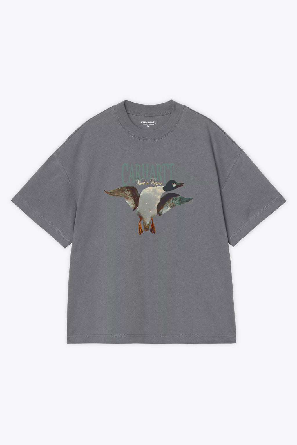 alt-image__T-shirt-grigia-in-cotone-con-stampa-grafica-frontale---S/S-Pennon-T-Shirt