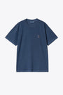 T-shirt in cotone lavato blu con logo al petto - S/S Nelson T-Shirt 